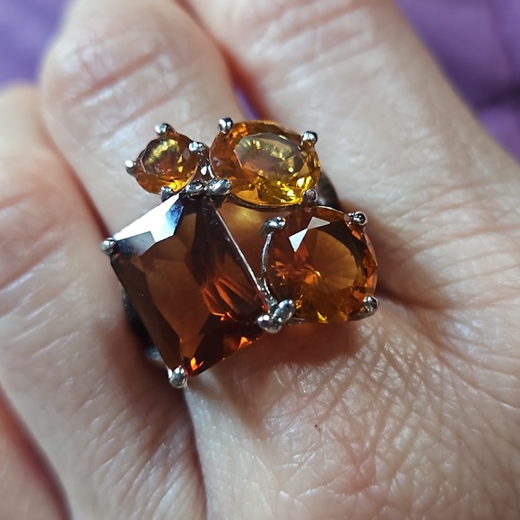 Stunning Avon silver statement cocktail ring with bold topaz stones size 8 - Picture 2 of 7